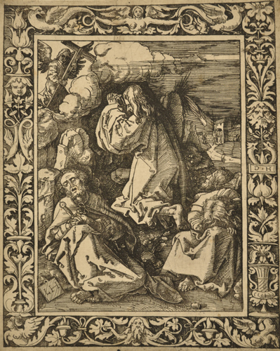 Hopfer Daniel; Hopfer Lambrecht - Cristo nell'orto degli Ulivi entro cornice decorata